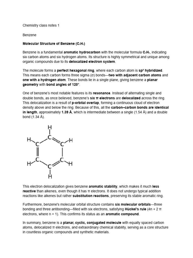 Benzene: Structure and Stability Explained | PDF
