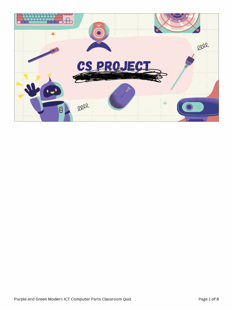 Purple and Green Modern ICT Computer Parts Classroom Quiz PDF | PDF