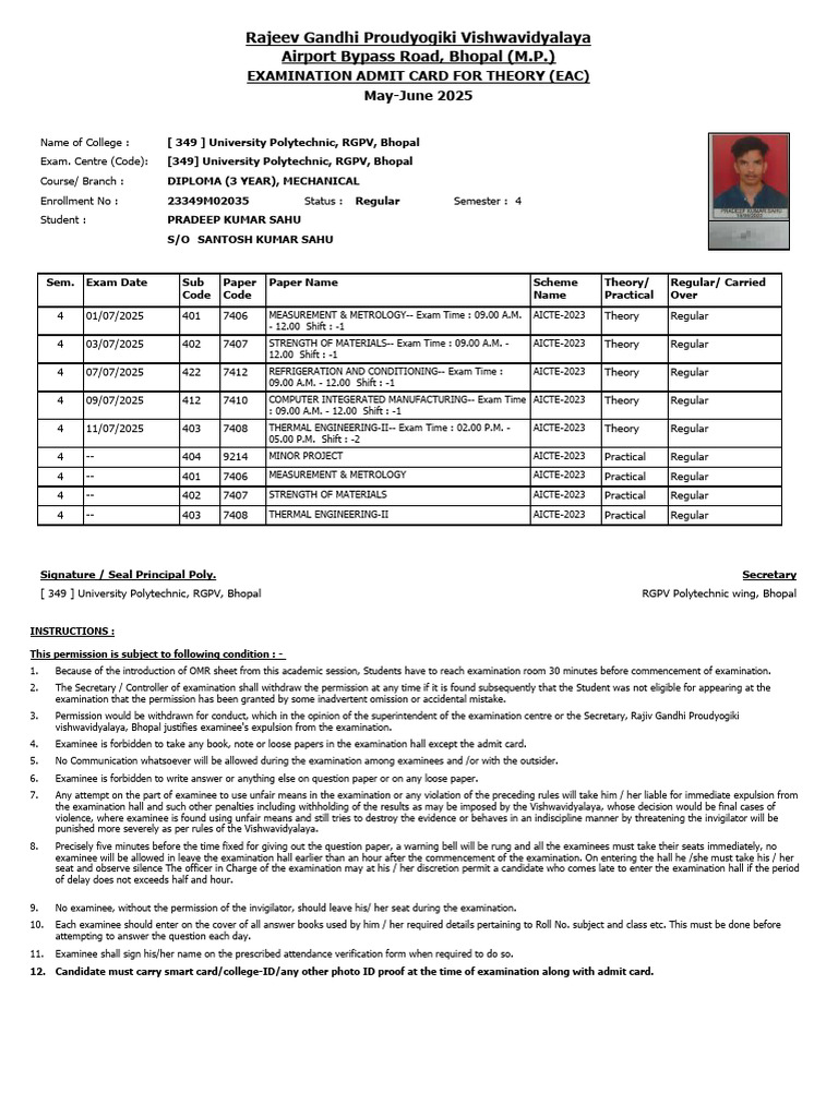 RPT AdmitCard Student | PDF | Justice | Crime & Violence