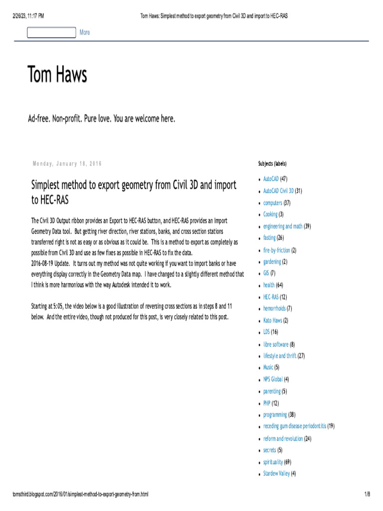 Tom Haws - Simplest Method To Export Geometry From Civil 3D and Import ...