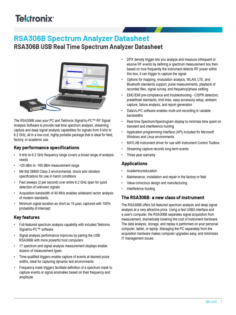 RSA306B USB Spectrum Analyzer Overview | PDF | Frequency Modulation ...