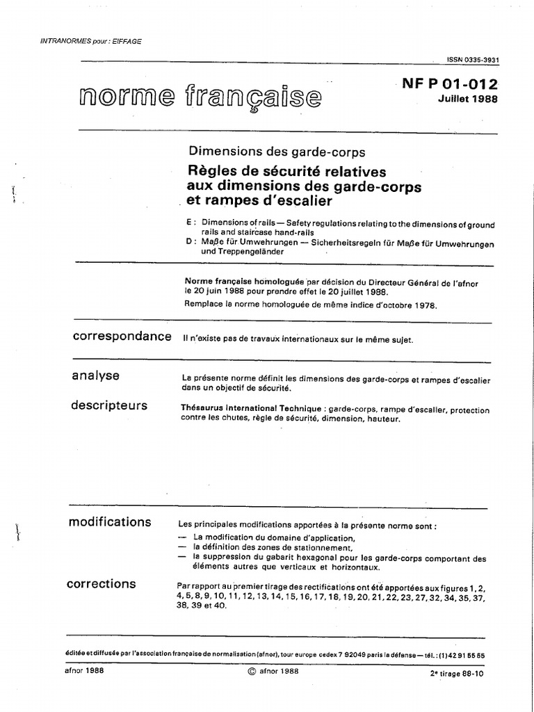 NFP 01-012 GC Et Rampes Escalier | PDF