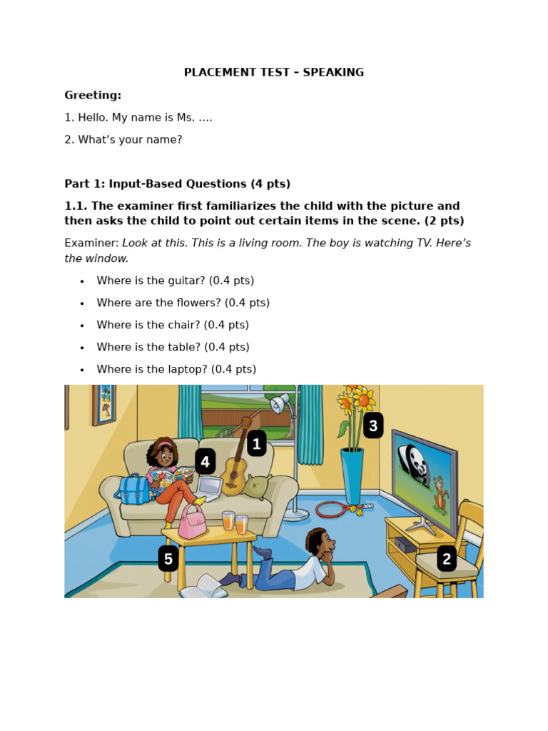 Placement Test for Speaking Skills | PDF