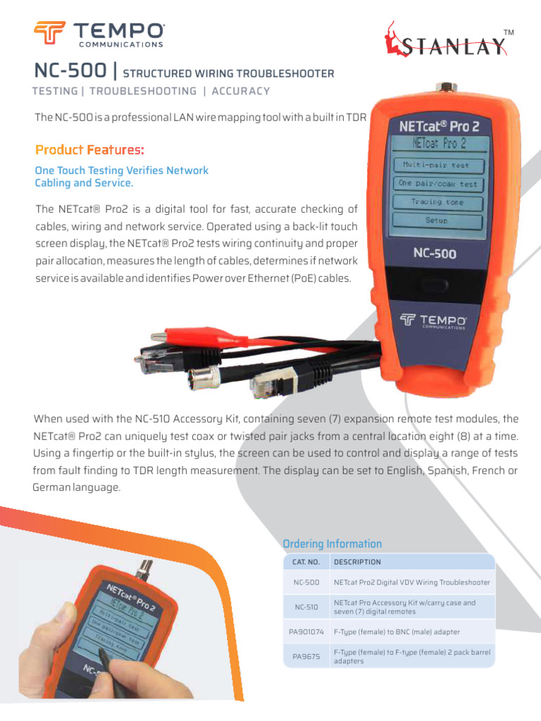 Ethernet Tester NC500 NETcat Pro 2 Wiring Tester | PDF | Information ...
