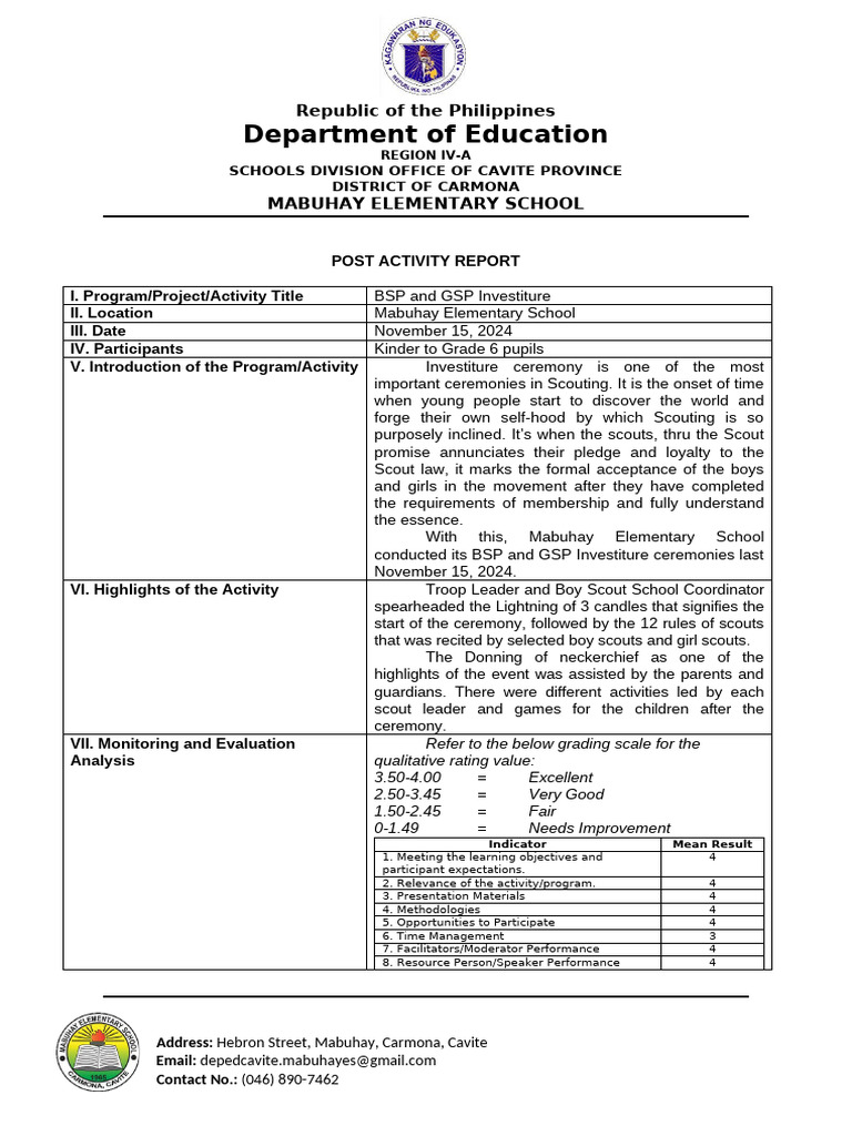 Investiture Post Activity | PDF