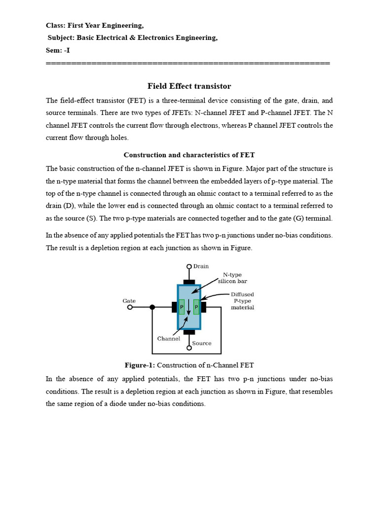 JFET Characteristics Overview | PDF | Field Effect Transistor ...