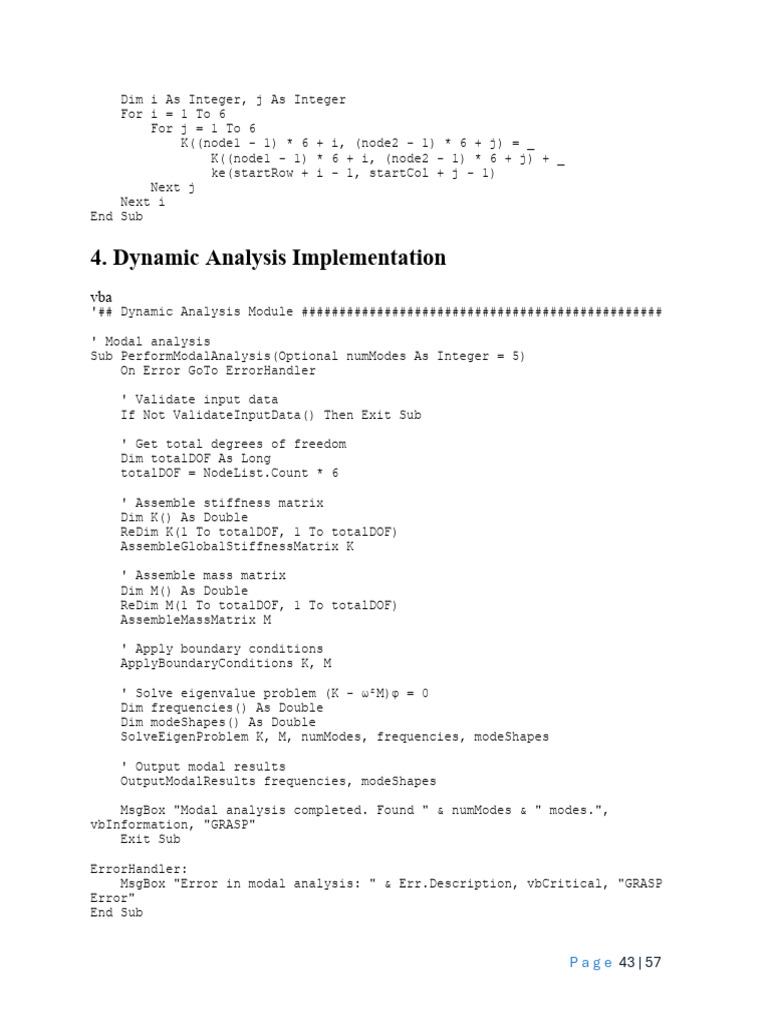 VBA Dynamic Modal Analysis Code | PDF