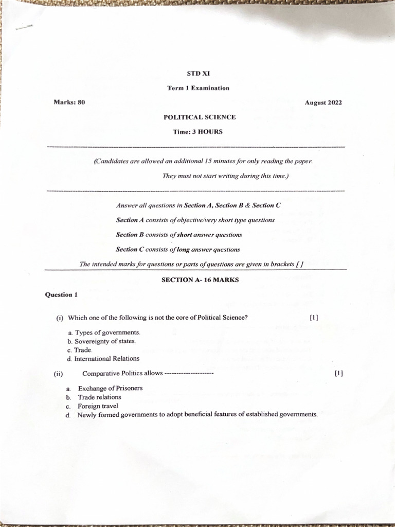 ICSE Political Science XI | PDF