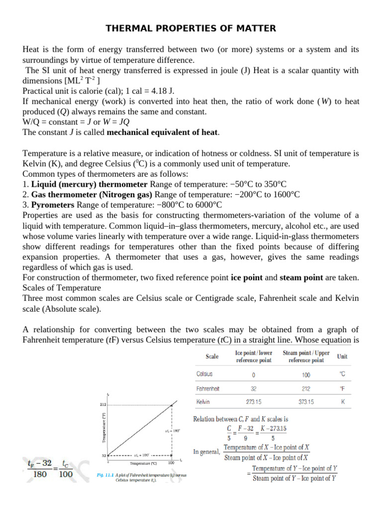 Thermal Properties of Matter Explained | PDF | Thermal Expansion ...