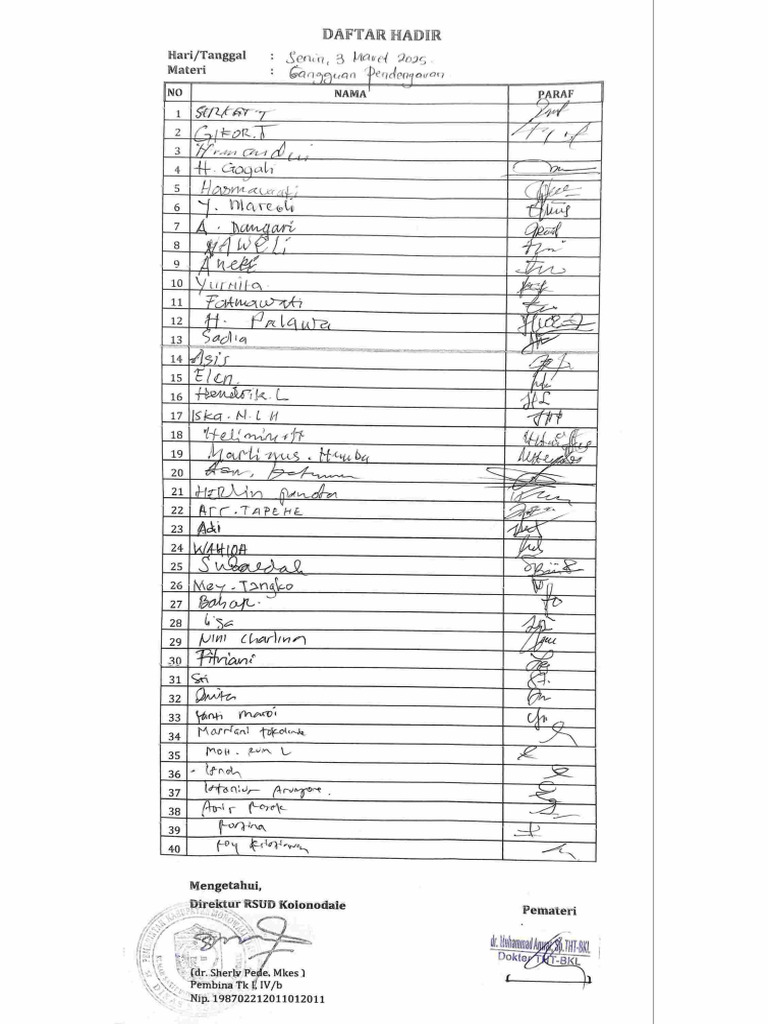 Daftar Hadir Penyuluhan | PDF
