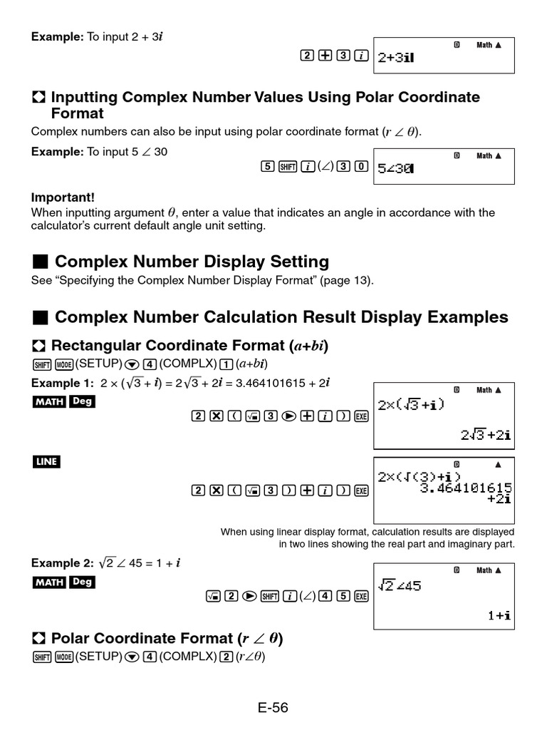 Inputting Complex Numbers in Polar Format | PDF