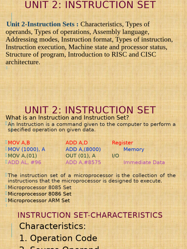 COA-Unit 2 Instruction Set T | PDF | Central Processing Unit | Classes ...