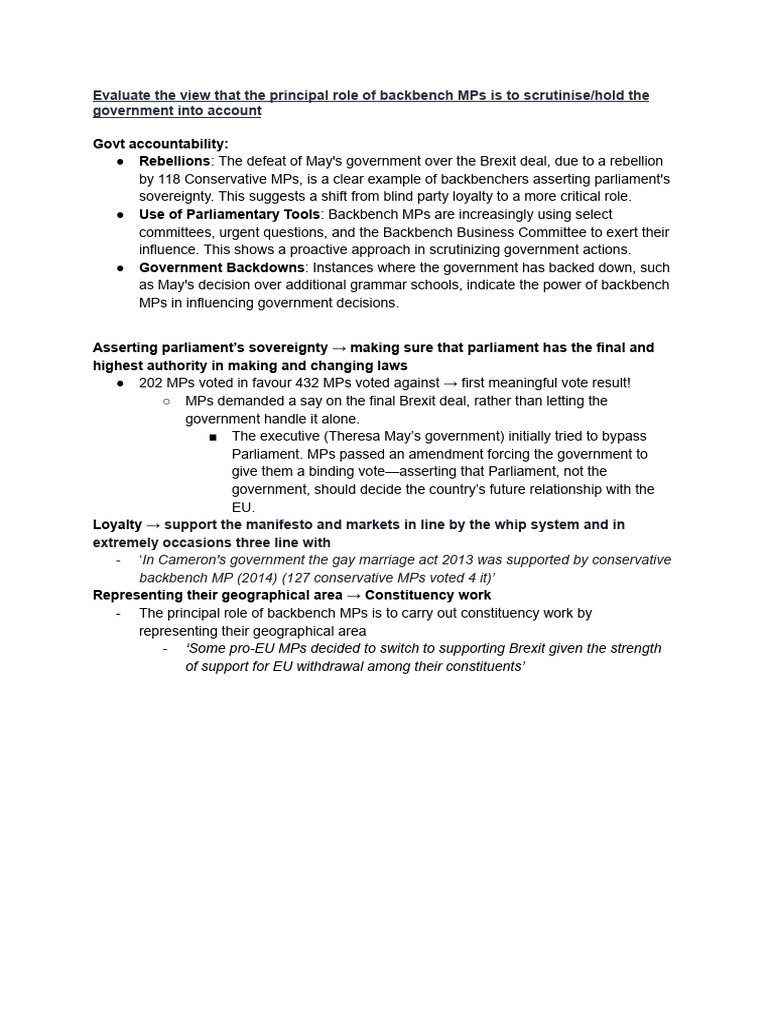 Backbench MPs | PDF