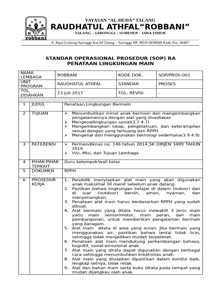 10 Sop Ra Penataan Lingkungan Main | PDF