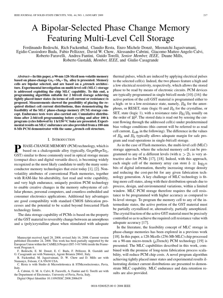 A Bipolar-Selected Phase Change Memory PP | PDF | Bipolar Junction ...