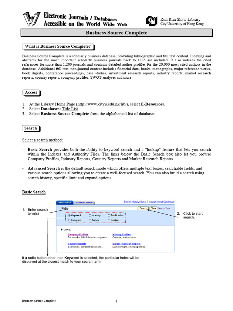 Business Source Complete Overview | PDF | Hyperlink | Information Science