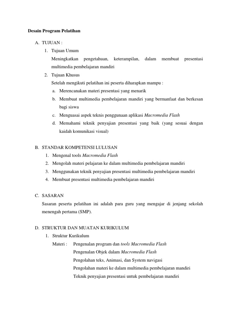 Desain Program Pelatihan