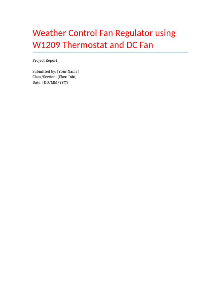 Automated DC Fan Control System | PDF | Thermostat | Relay