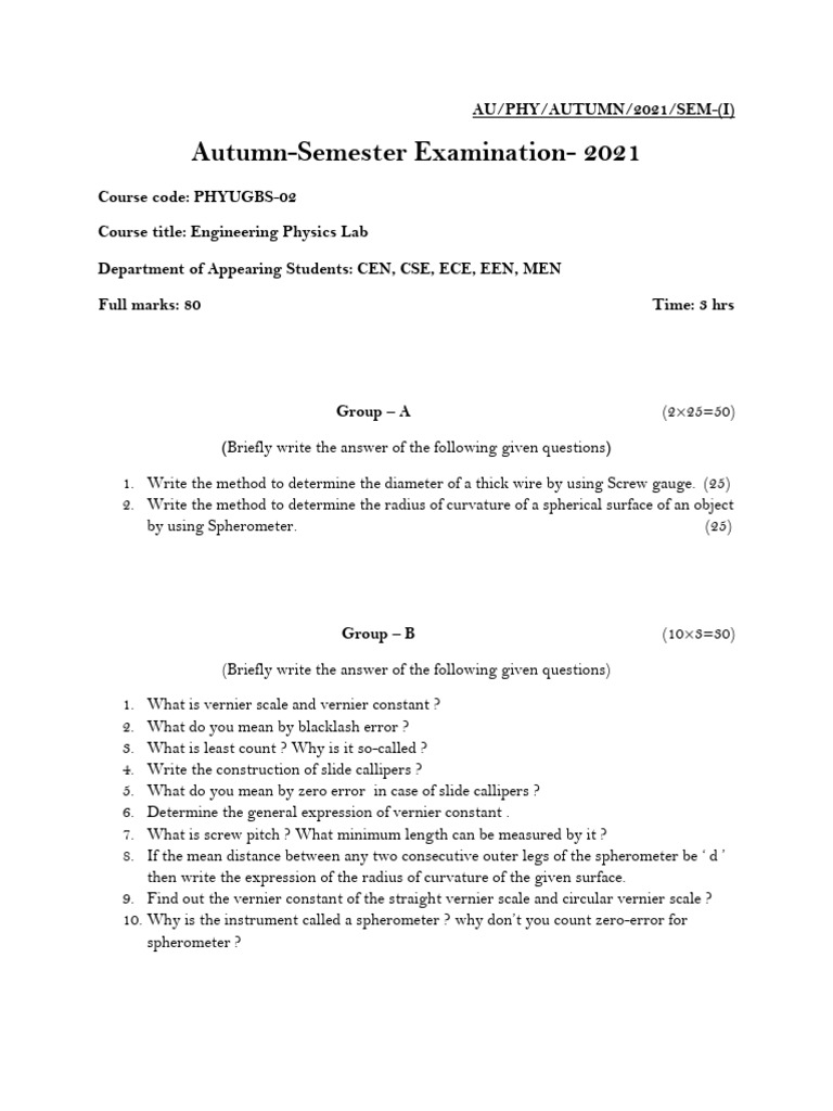 Physics Lab Pyq 2 | PDF