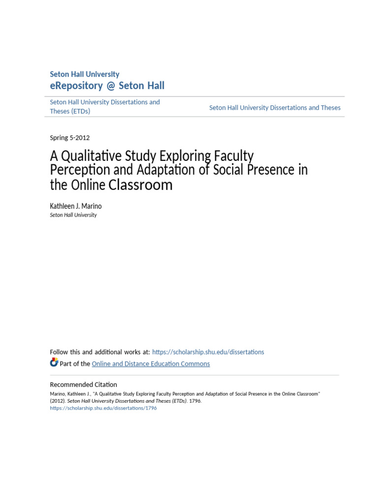 A Qualitative Study Exploring Faculty Perception and Adaptation o | PDF