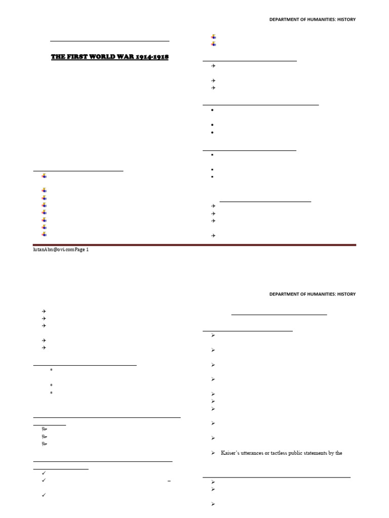'O'-'A' Level - EUROPEAN HISTORY NOTES | PDF | Austria Hungary | Allies ...