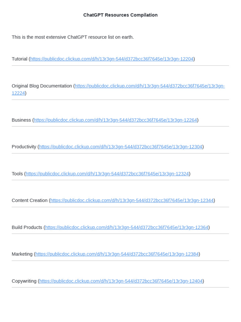Comprehensive ChatGPT Resource List | PDF