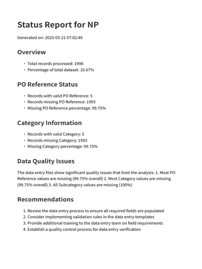 Status Report NP | PDF
