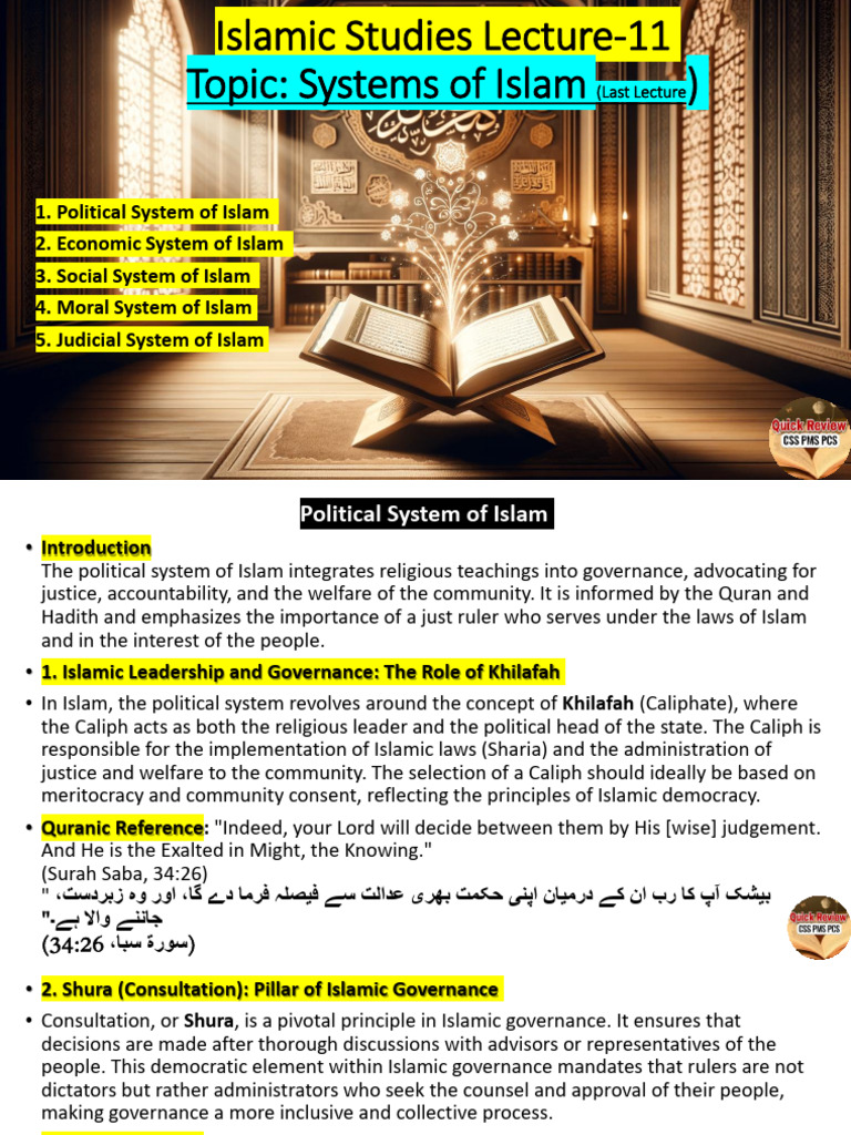 Lslamic Studies Lecture-11 Systems of Islam | PDF | Sharia | Fatwa