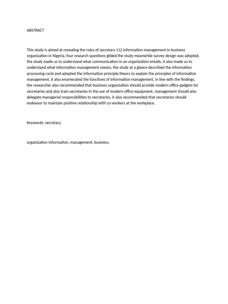 Role of Secretaries in Business Management | PDF | Sampling (Statistics ...