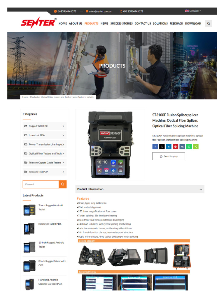 Screencapture Senter e Optical Fiber Testers and Tools Fusion Splicer ...