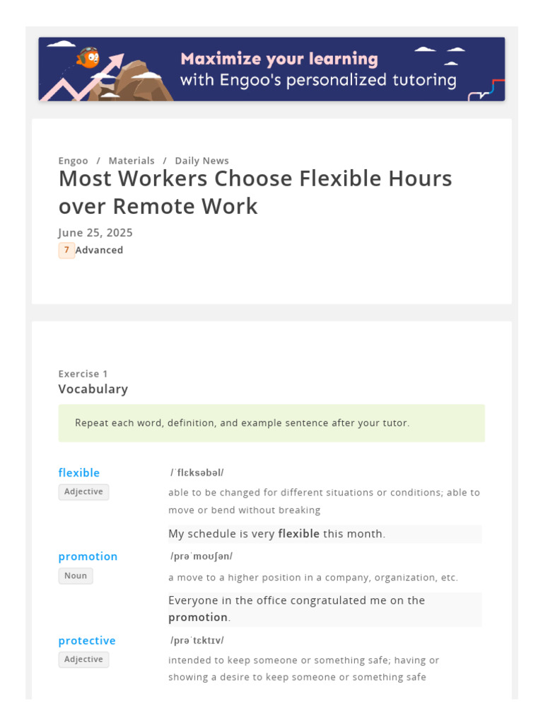 Most Workers Choose Flexible Hours Over Remote Work - Engoo Daily News ...