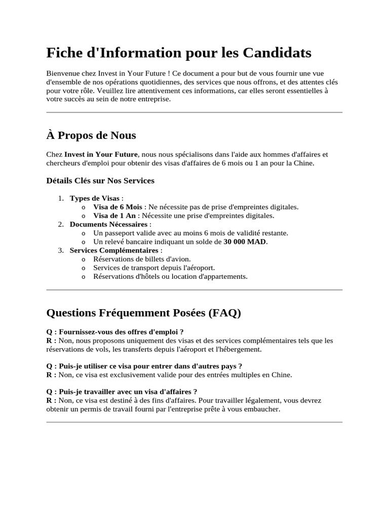 Guide des Candidats pour Visas en Chine | PDF | Visa (Document ...