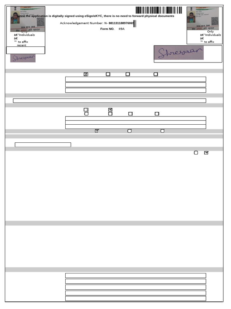 PAN Application Form for Individuals | PDF