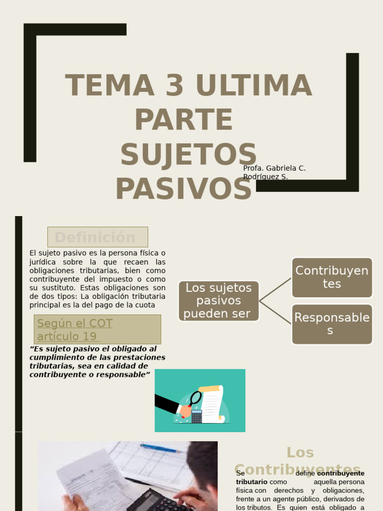 Sujetos Pasivos en Derecho Tributario | PDF | Contribuyente | Justicia