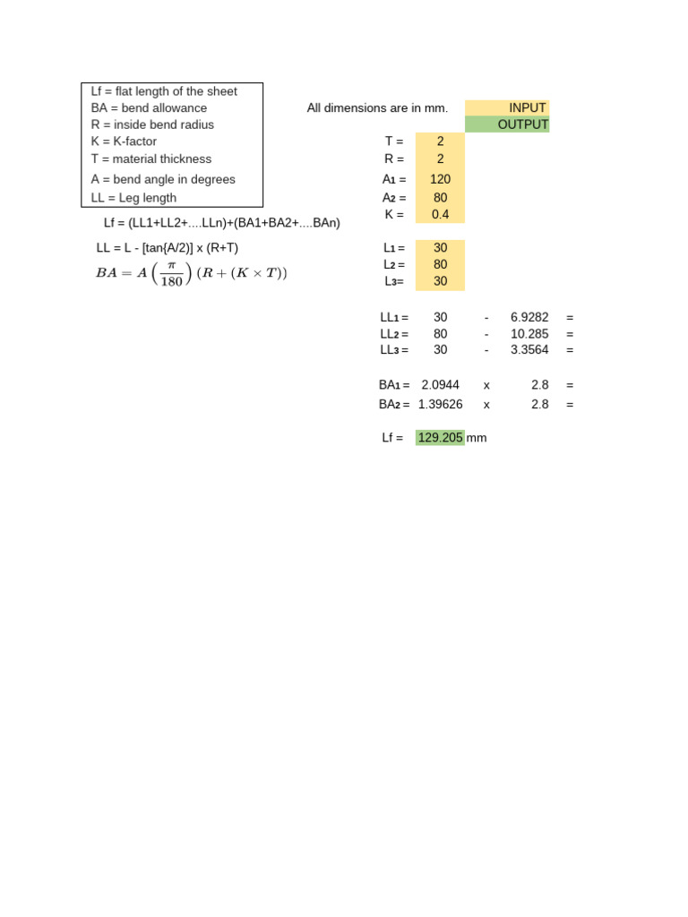 Sheet Metal Flat Length Calculation | PDF