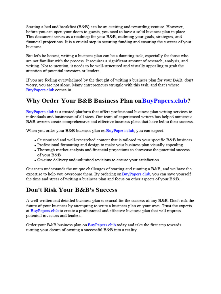 Sample Business Plan b b PDF Marketing Digital Marketing