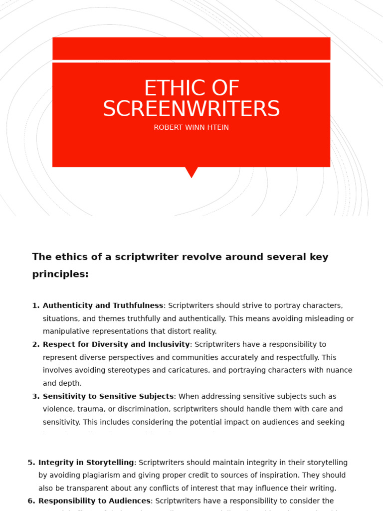 Ethical Principles for Scriptwriters | PDF