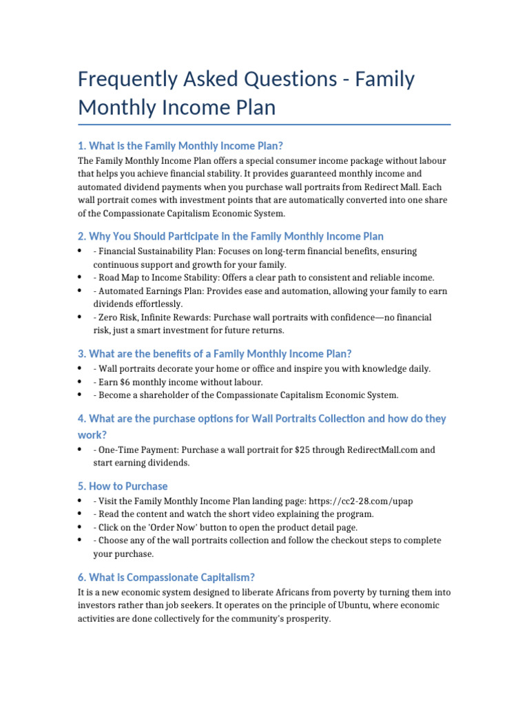 Family Monthly Income Plan FAQ Guide | PDF | Investing | Dividend