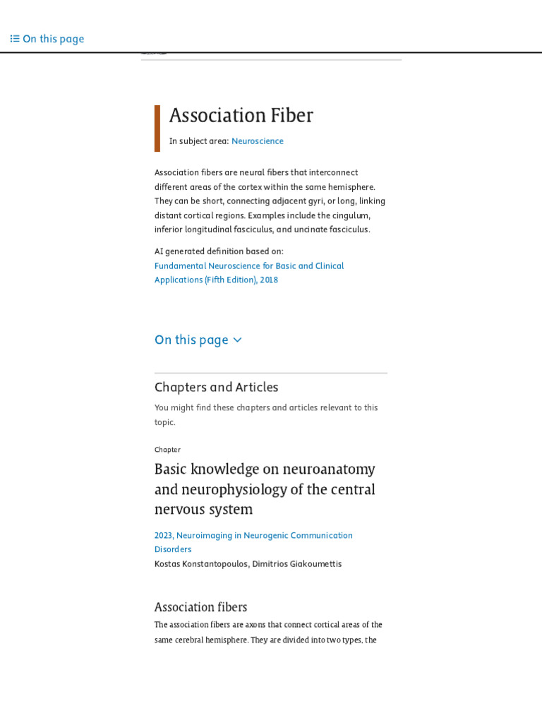 Association Fiber - an overview _ ScienceDirect Topics | PDF | Cerebral ...