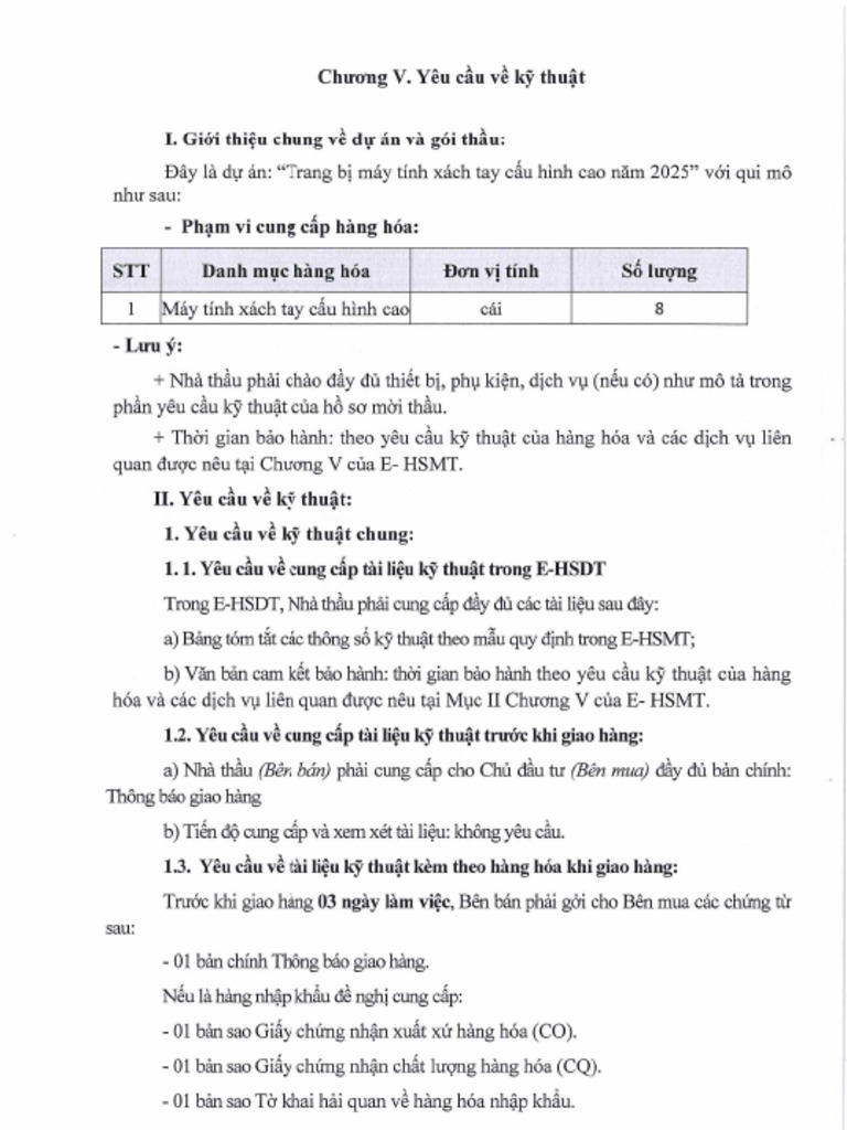 Chuong V - Yeu Cau Ky Thuat | PDF
