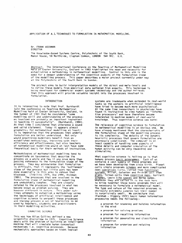 AI Techniques in Mathematical Modeling | PDF | Knowledge | Conceptual Model