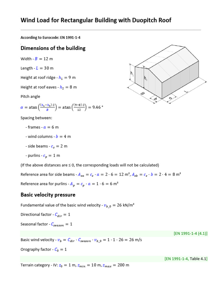 Wind Load Analysis for Duopitch Roof | PDF | Applied And ...