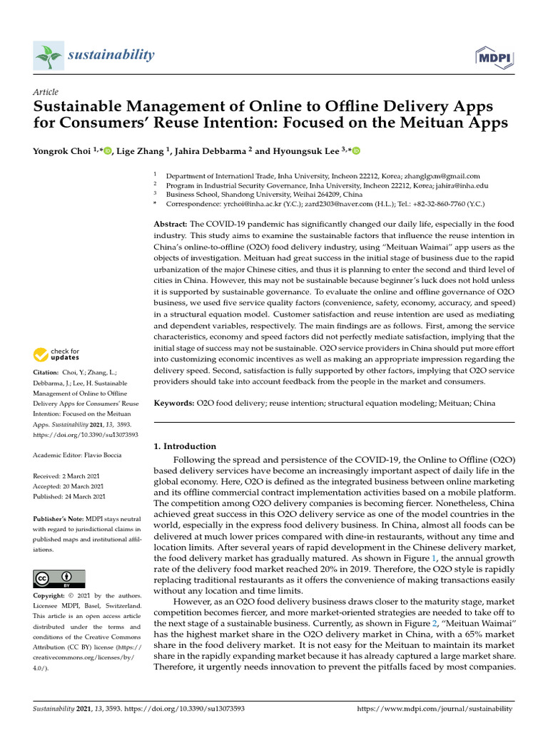 Sustainable O2O Delivery Apps: Meituan Insights | PDF | Customer ...