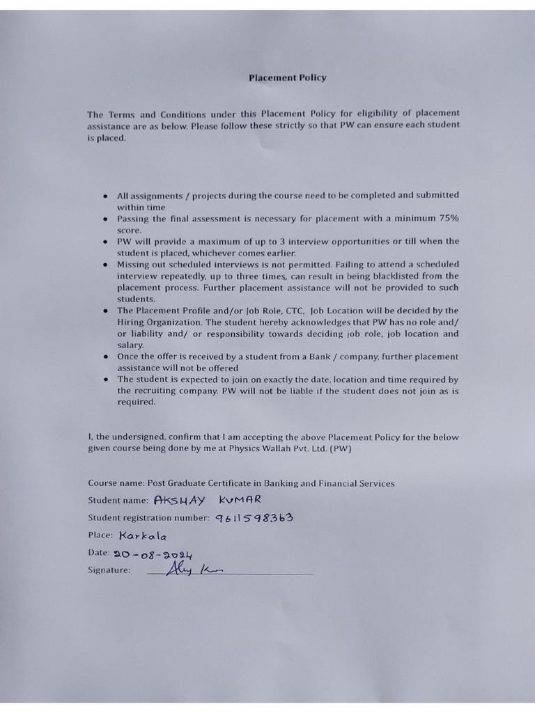 Placement Policy | PDF