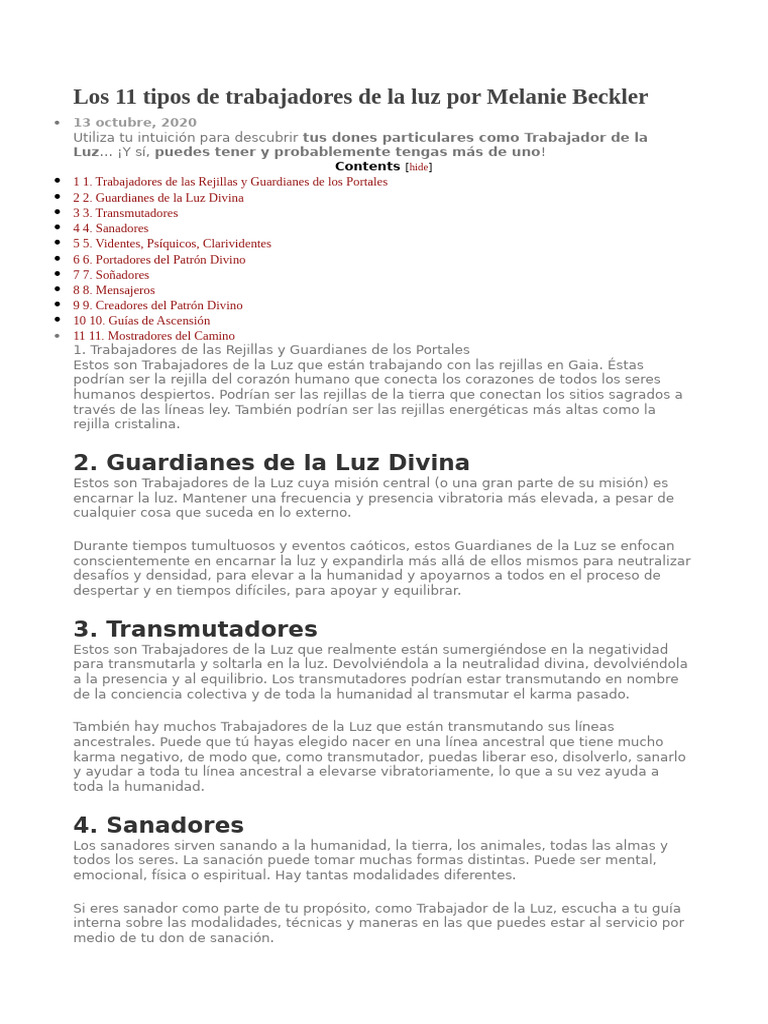11 Tipos de Trabajadores de la Luz | PDF | Sueño