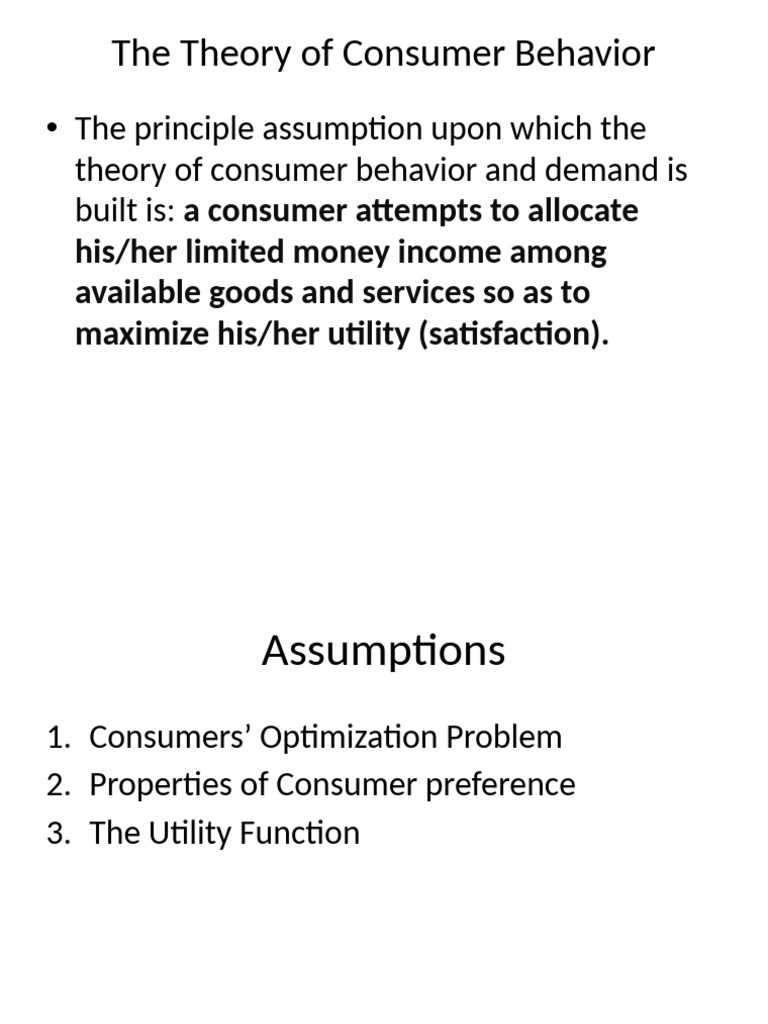 Understanding Consumer Behavior Theory | PDF | Utility | Marginal Utility