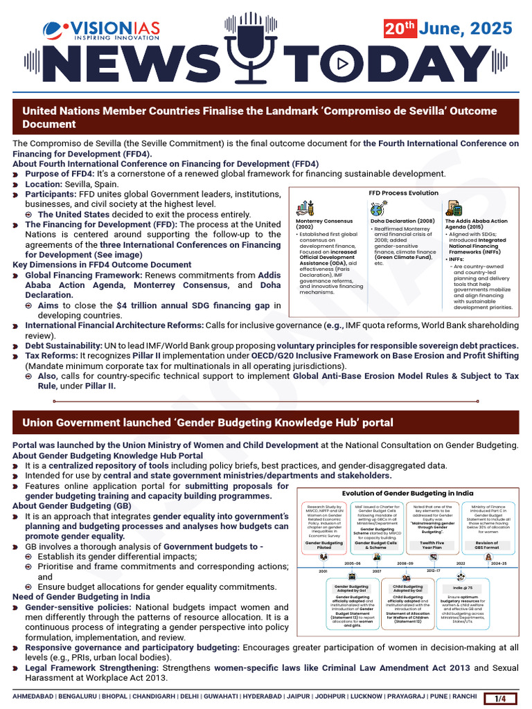 VisionIAS Daily Current Affairs 20 June 2025 | PDF