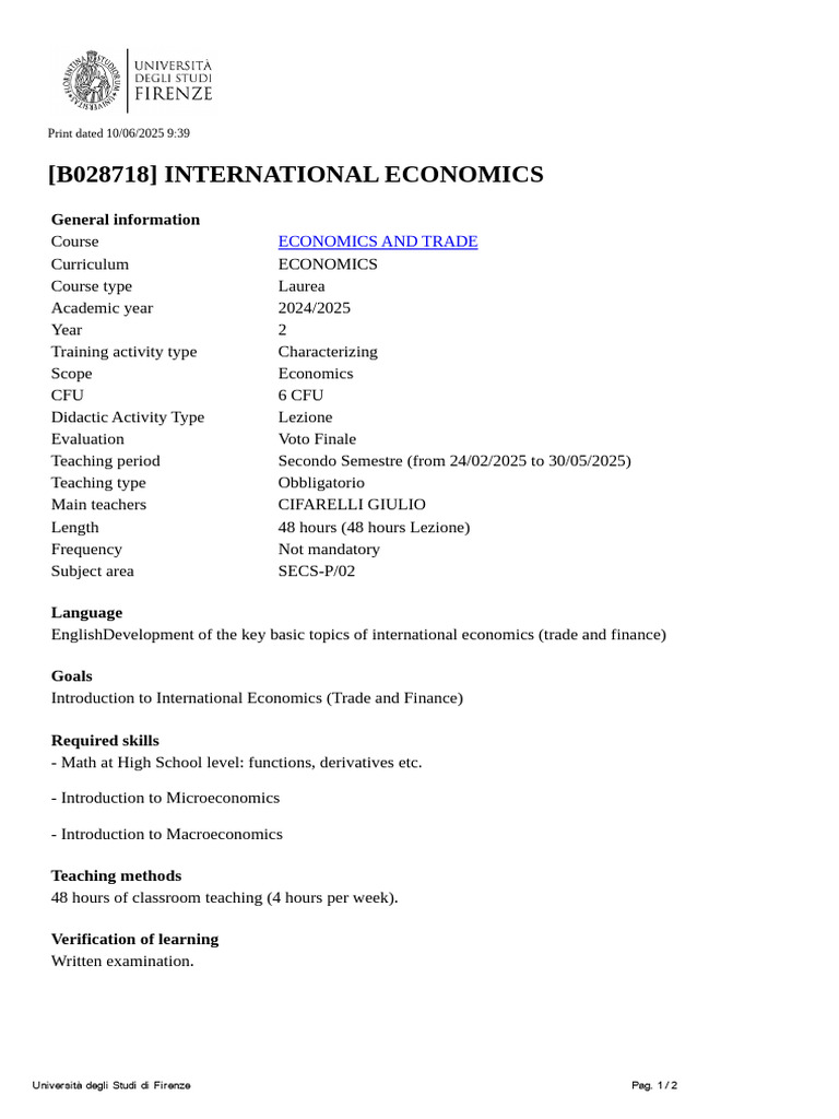International Economics Course Overview | PDF | Economics ...
