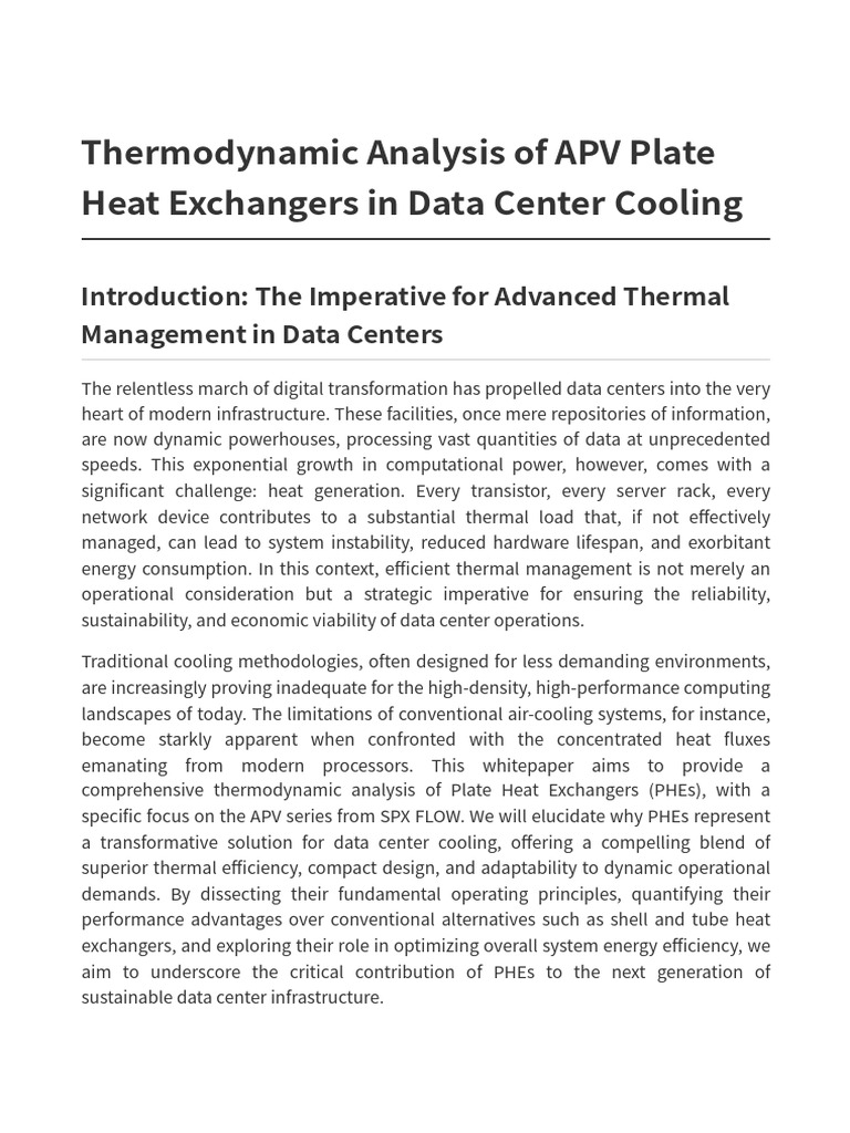 Thermodynamic Analysis of APV PHEs | PDF | Heat Transfer | Data Center