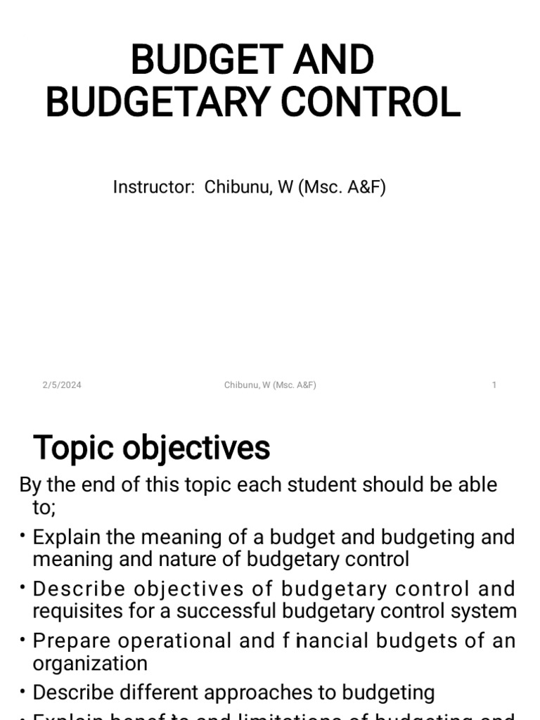 Budget & Budgetary Control | PDF | Budget | Labour Economics